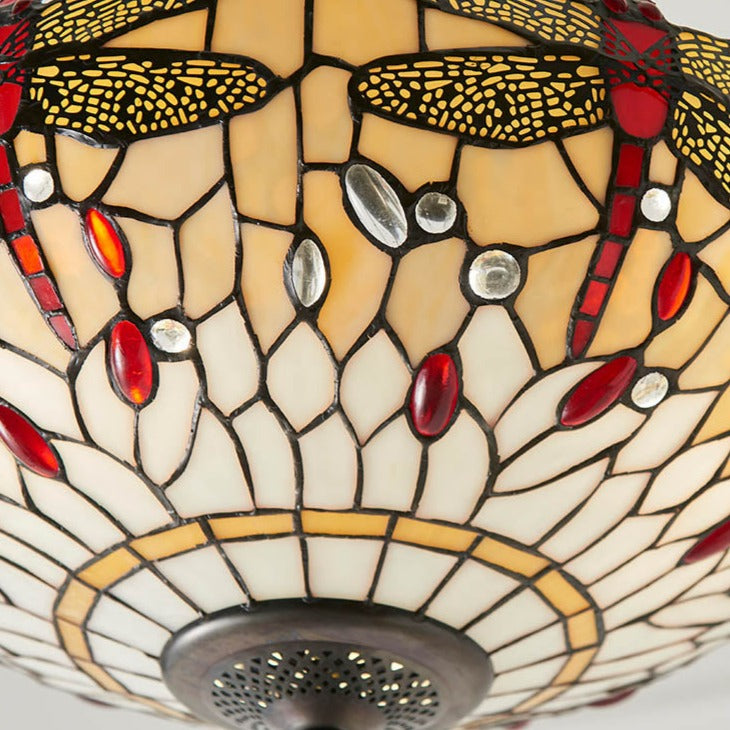 Beige Dragonfly Medium 16-Inch Tiffany Lamp Shade Replacement